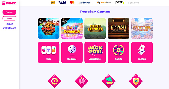 candy spinz casino payment methods
